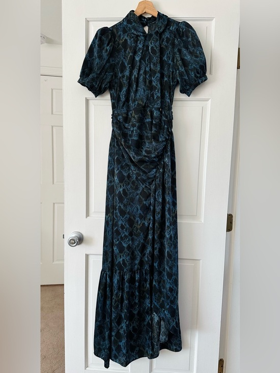 Societa Italy Dresses & Skirts - SOCIETA Italia Blue Black Snakeskin Maxi Dress High Neck Gothic Glam Size 42 / 6